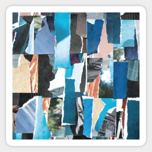 Abstract Minimal Collage of Blue Rectangles. Sticker